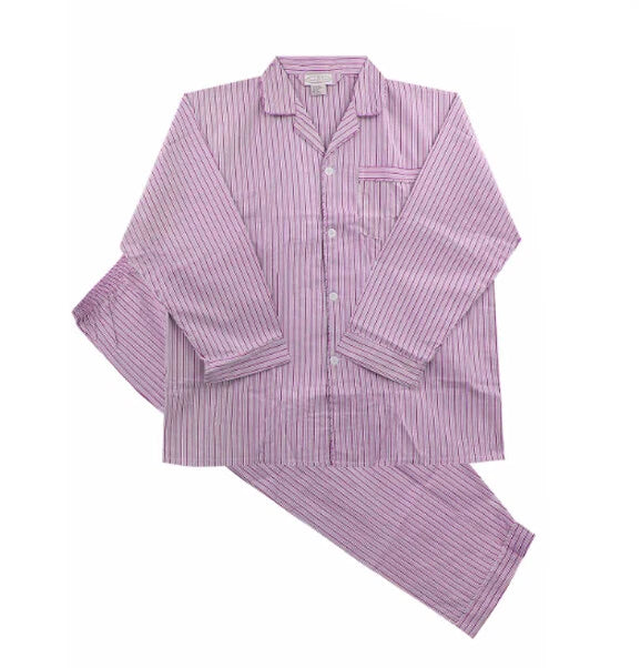 Men's Cotton Blend Button Up 2 Piece Sleepwear Pajama Set