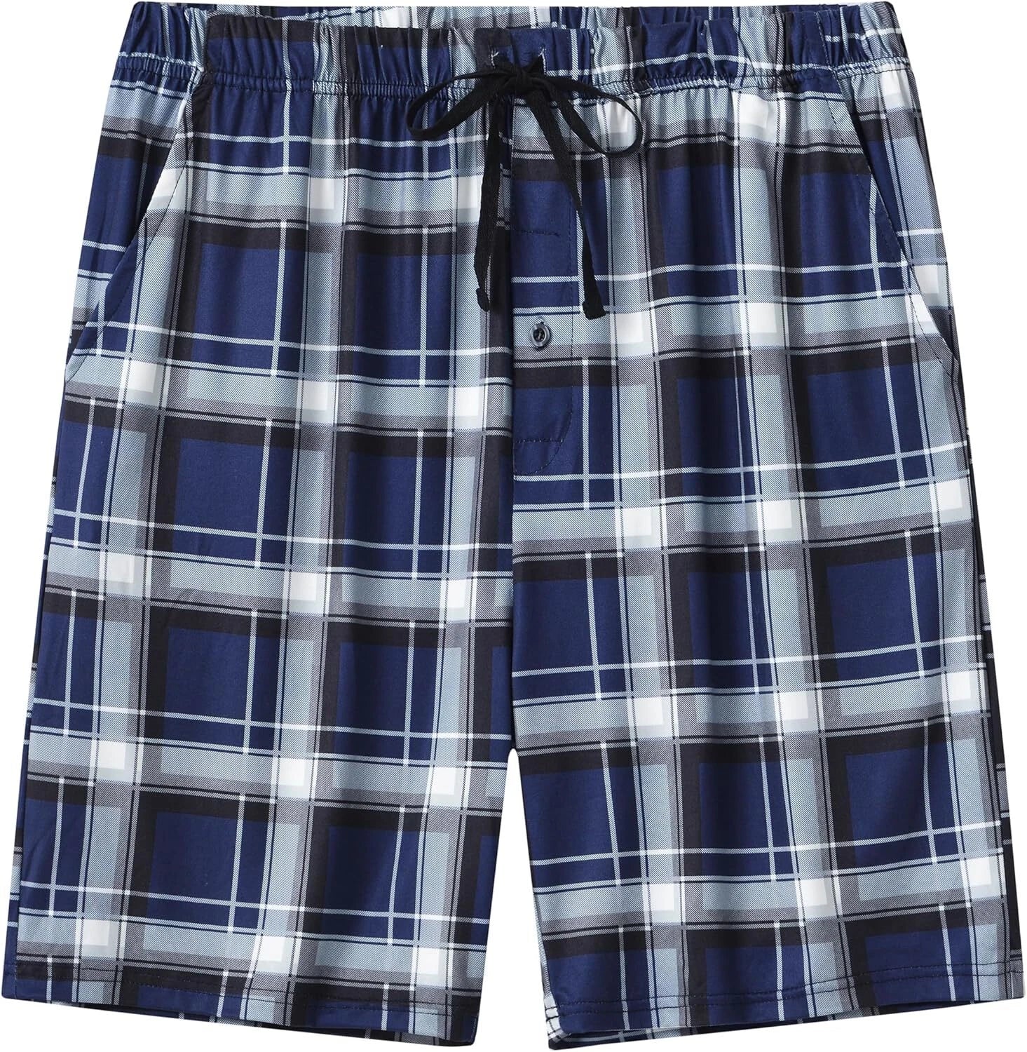 Men's Sleepwear Lounge Shorts 100% Cotton Plaid Pajama Bottoms Button Fly 3 Pack