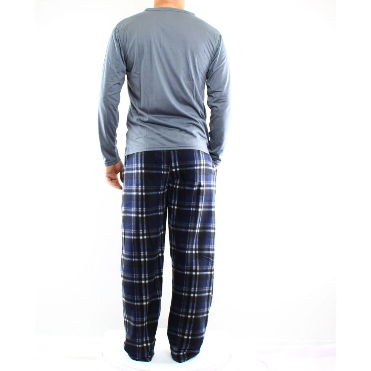 Pajama Pant and Shirt Set, Men's Jersey Knit Top with Microfleece Pants, 2 Piece