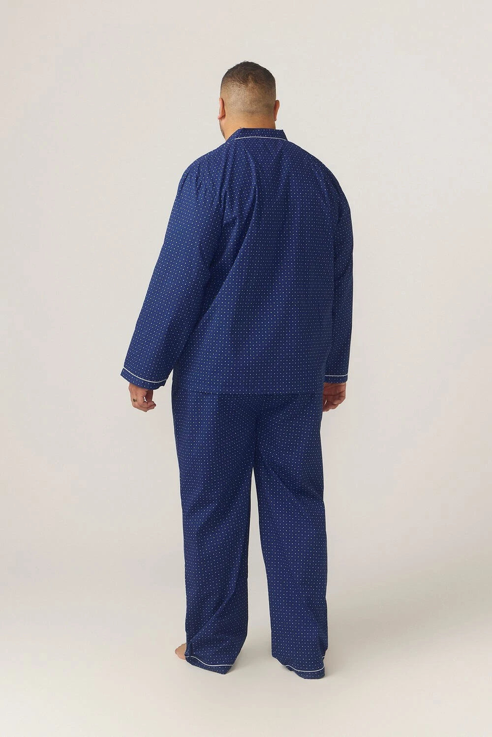 Mens Contare Sizes S-3XL Navy Blue Cotton Long Sleeve Pyjama Set Pjs - SPN