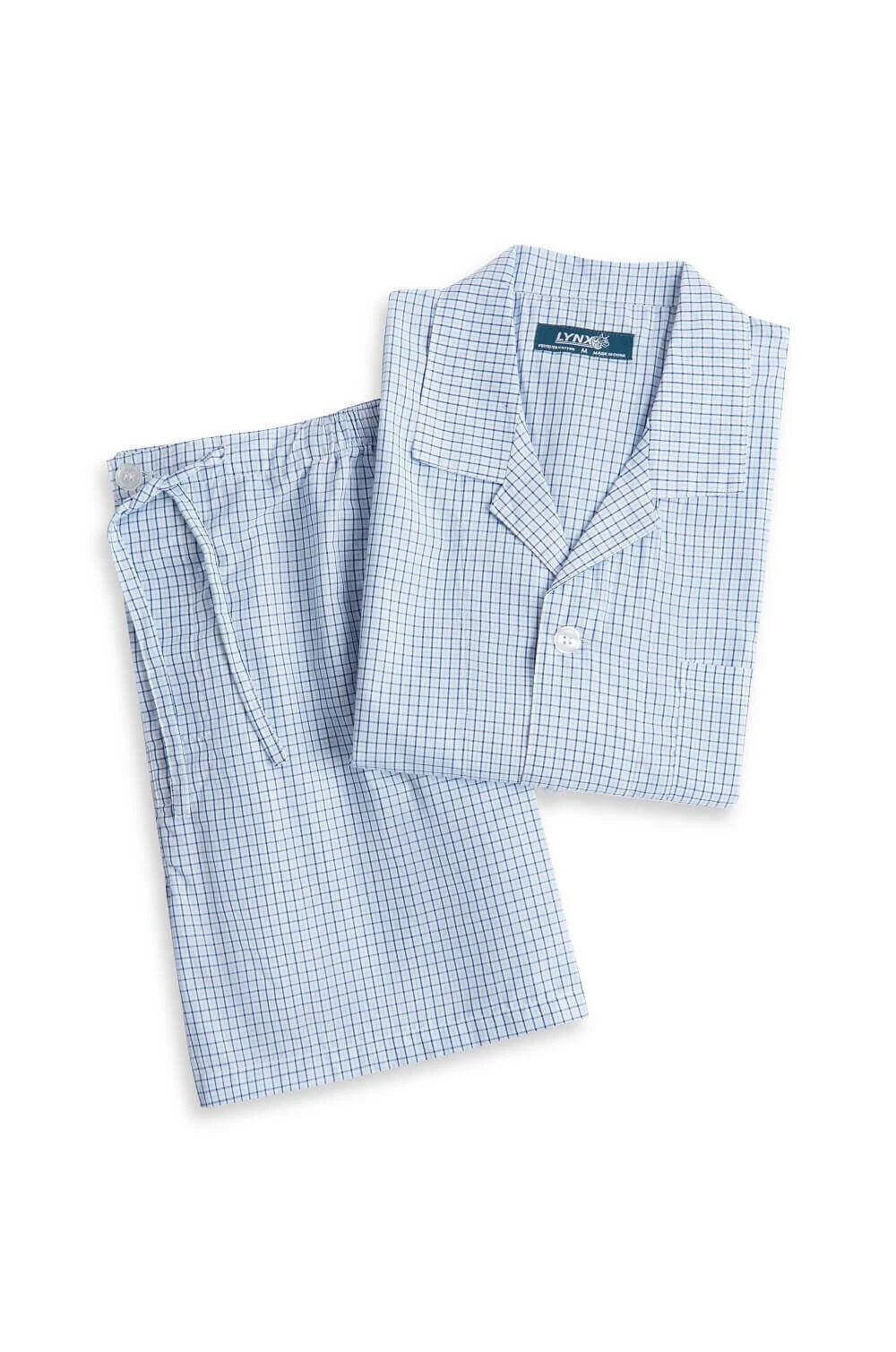 Mens Lynx Sizes S-7XL Blue Cotton Blend Short Sleeve Pyjama Set Pjs - OGB