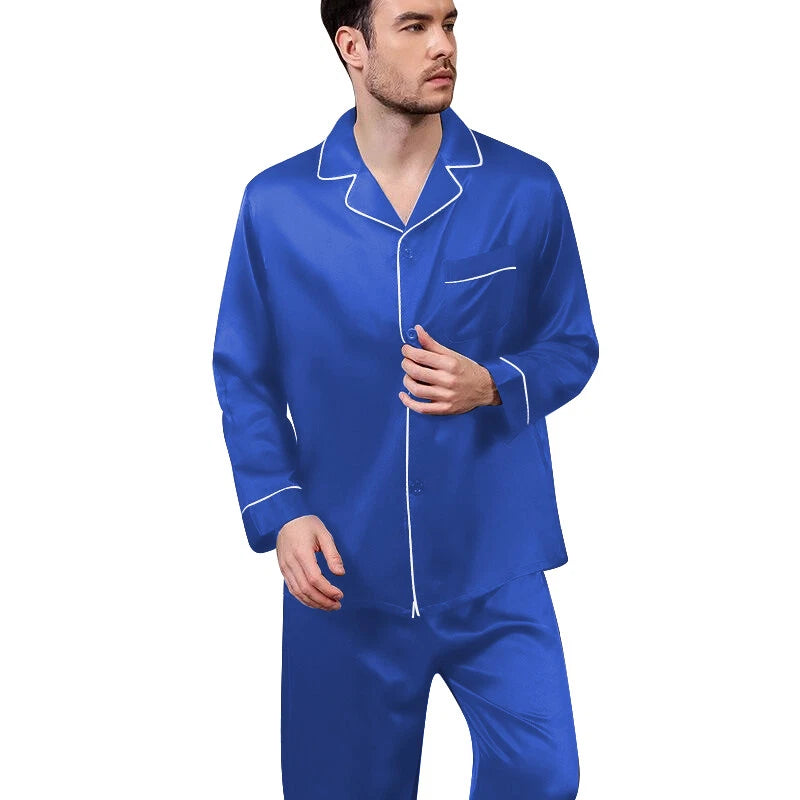 Mens Silk Satin  Pajamas -PJ Set  Top and Bottom ''5 DAY DELIVERY - USA Seller''