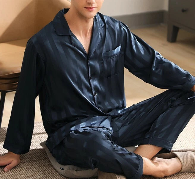 2nd Item Ship FREE  Mens Silk Satin Pajamas Set Pants Lounge Sleepwear SILKPEACE