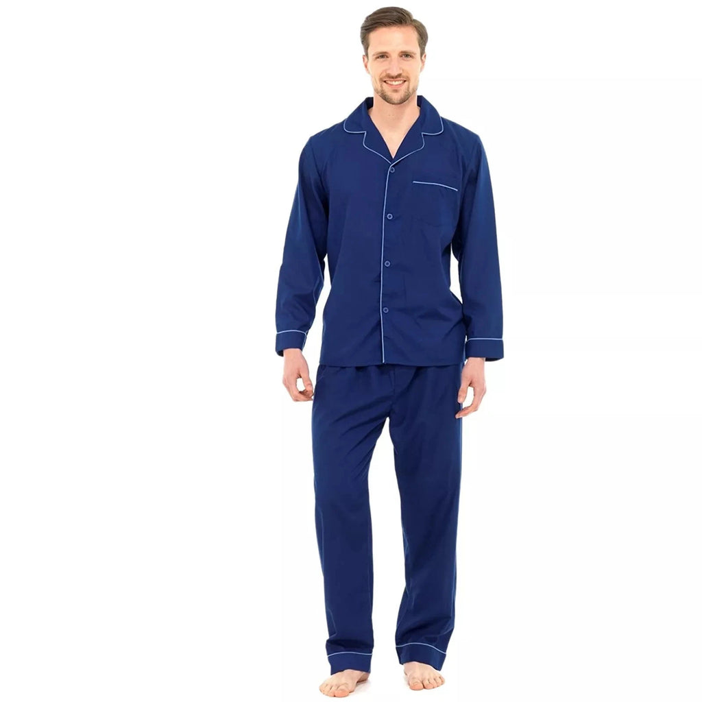 Mens 2 Piece Pyjama Set Long Sleeve Button Up Top & Pants Sleepwear Nightwear