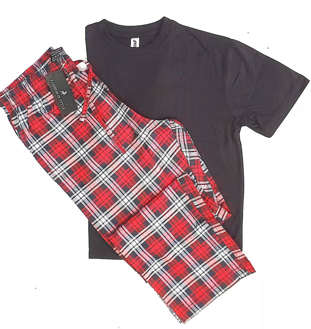 Mens Short Sleeve Pyjama Set Pj T-Shirt Pyjamas Loungewear Nightwear Sleepwear