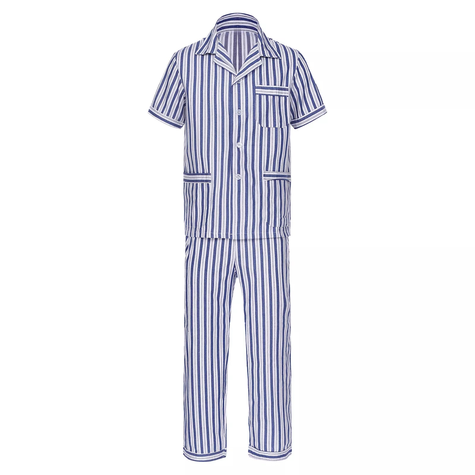 Mens Homewear Button Down Pajama Set Trousers Sleepwear Dailywear Lightweight