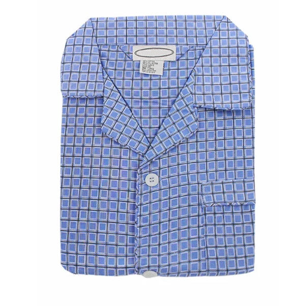 Men's Cotton Blend Button Up 2 Piece Sleepwear Pajama Set