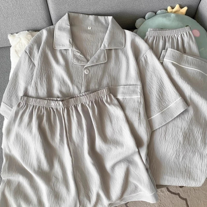 Men's Cloud Cotton Pajama Set - Short Sleeve + Long/Short Pants (L-3XL)