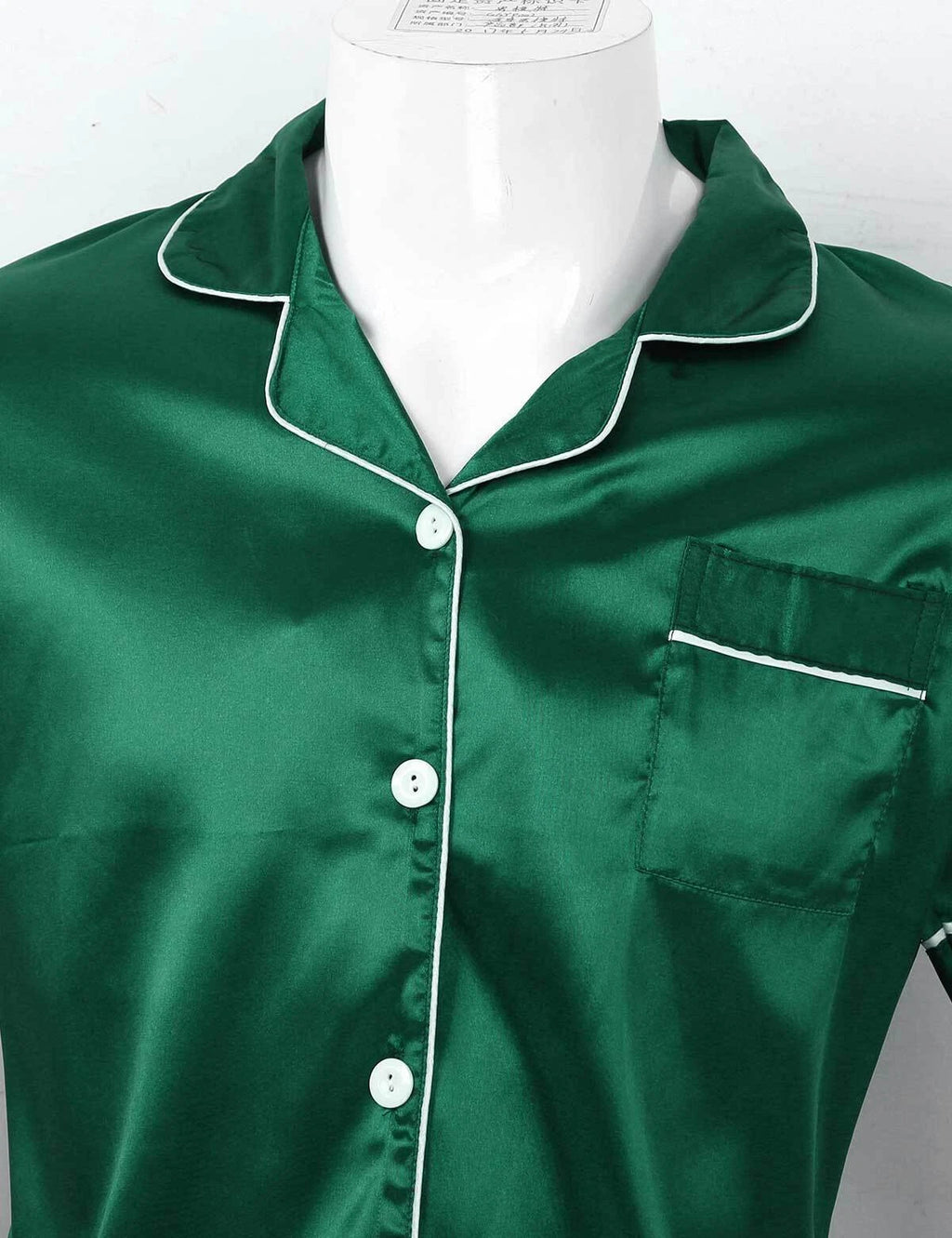 Men's Silky Satin Pajamas Set Short Sleeves Button T-Shirt Tops with Shorts