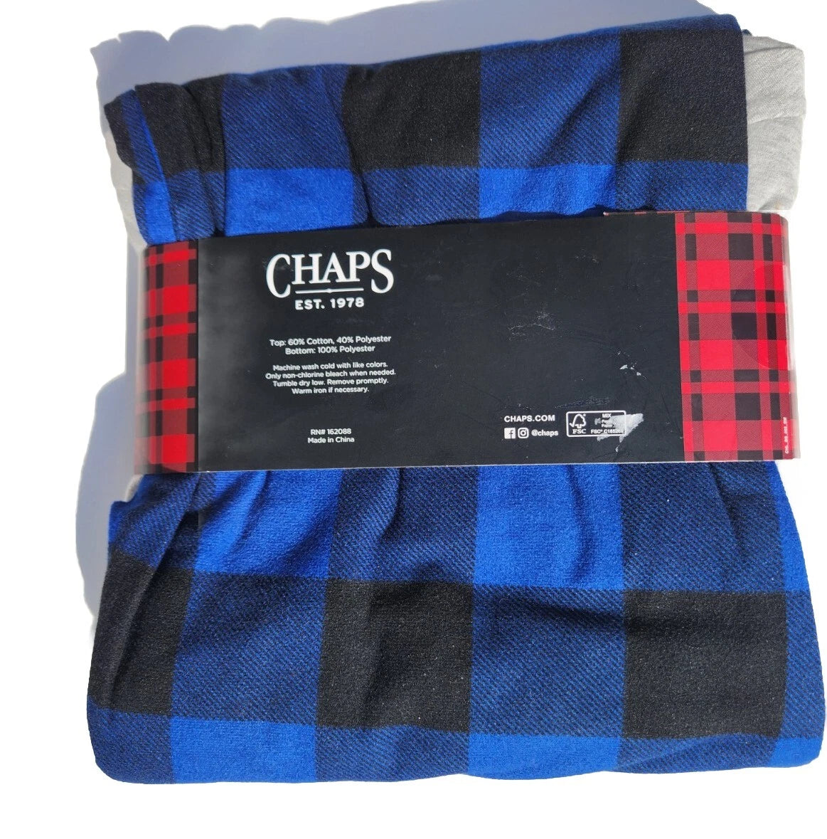 NEW MEN'S CHAPS PAJAMA SET RED BLACK BLUE GRAY DRAWSTRING 2 POCKETS