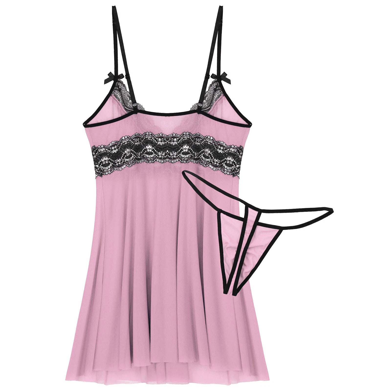 Mens Sissy Nightdress Pajamas Crossdress Nightwear Lingerie Set Sleepwear