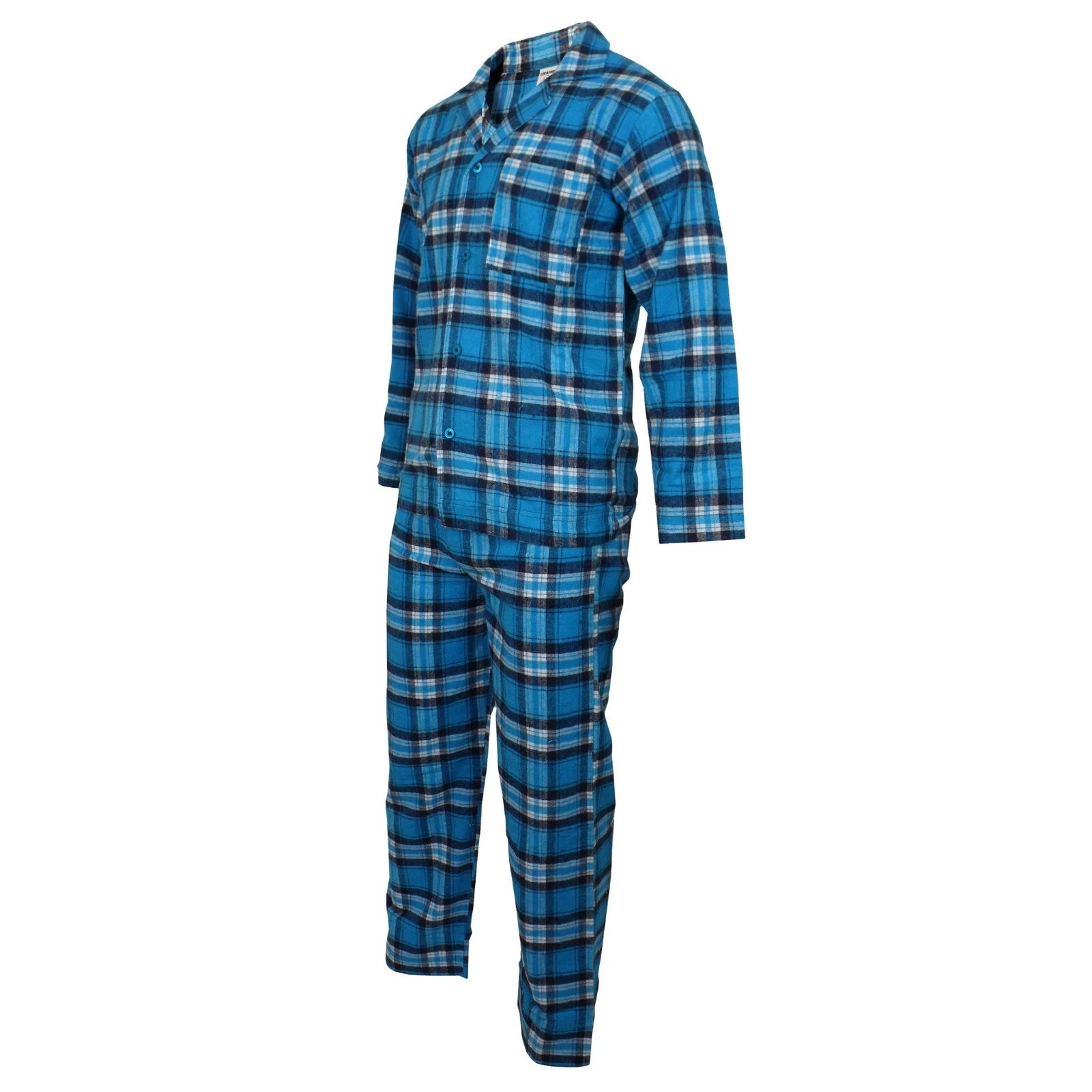 Mens Pyjamas Flannel Brushed Cotton Check Stripe Pyjama Set PJS Sizes S  2XL 3XL