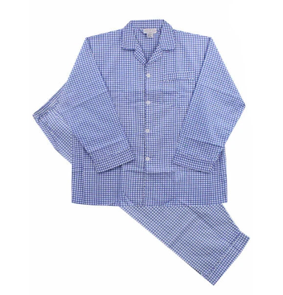 Men's Cotton Blend Button Up 2 Piece Sleepwear Pajama Set