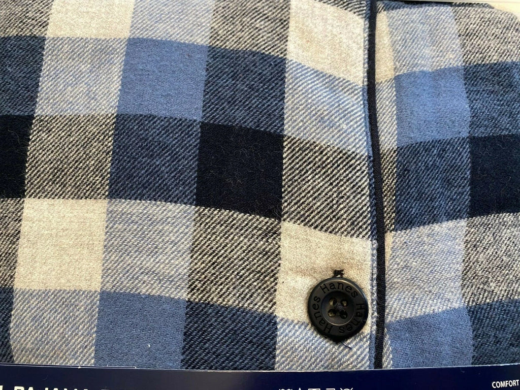 NWT Men's Hanes Flannel RED / BLACK Gray Plaid L/S Pant Set Pajamas PJs Cotton