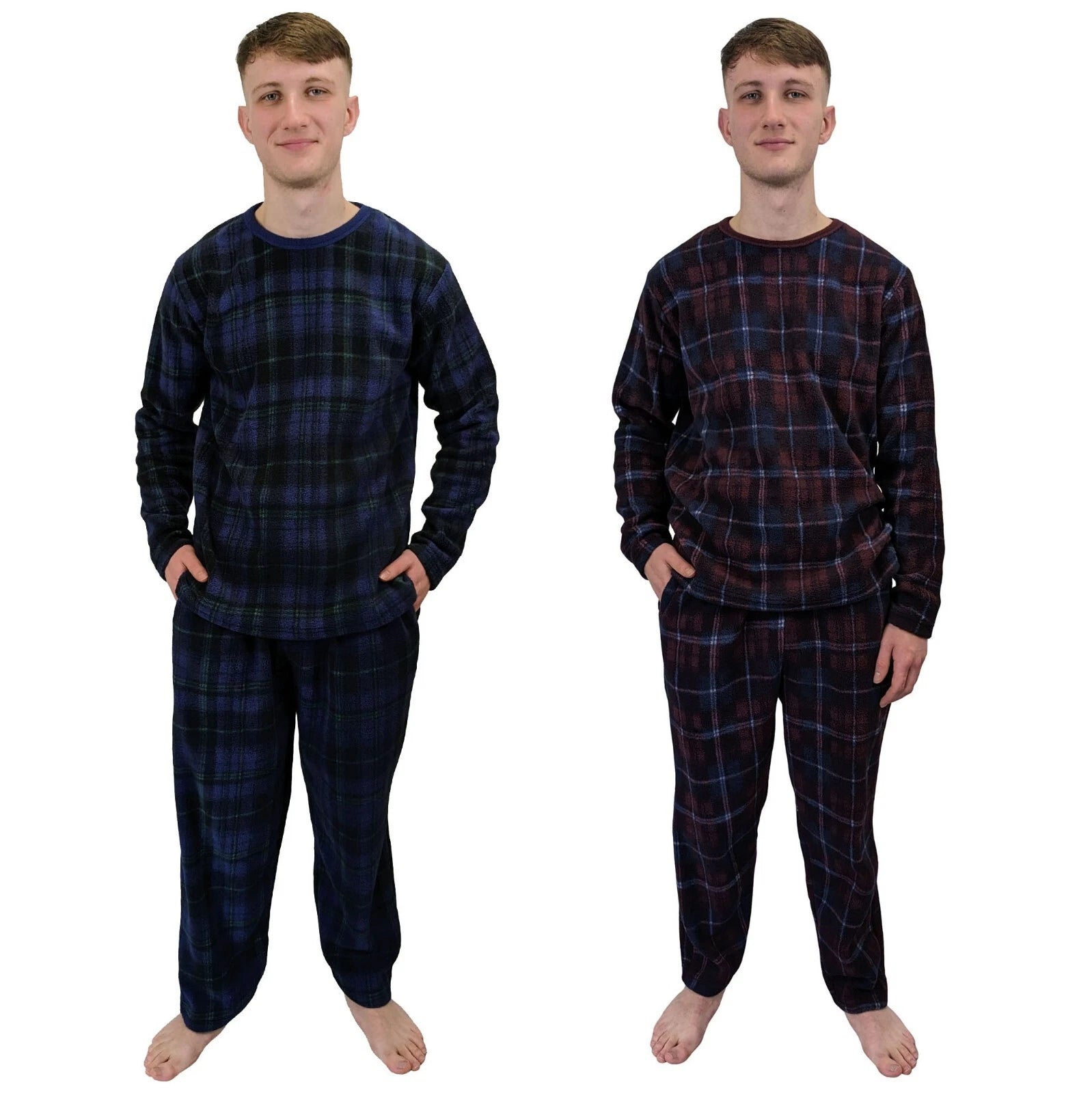 Men's Pyjama Set Fairisle Comfort Fleece Design PJS Soft Warm 2 PC S-4XL L/S PJ