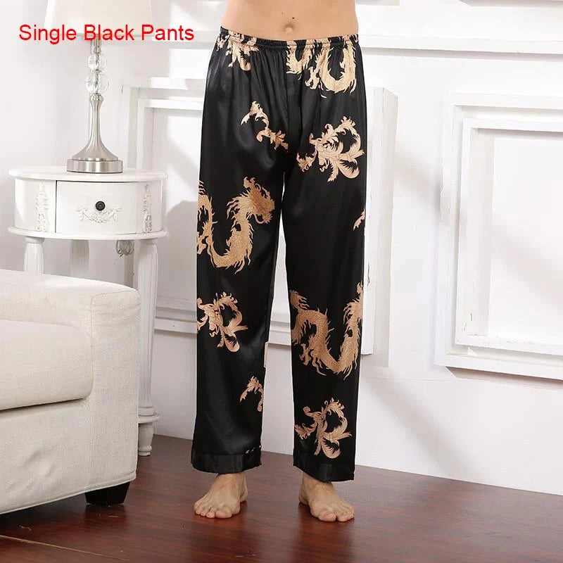 2024 New Men's Satin Pajama Robe and Pants Pajama Set Hot