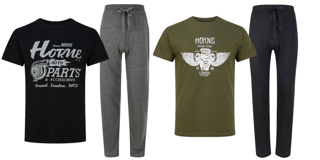Mens Pyjamas 2 x Sets Black & Green Horne 1886 Ex Store Brand New Packed