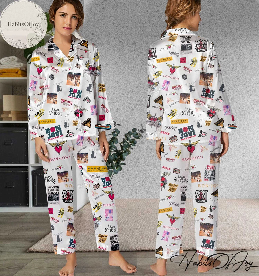 Bon Jovi Pajamas Set, Pajamas Set, Bon Jovi Holiday Pyjamas Set, Pajamas Pants,
