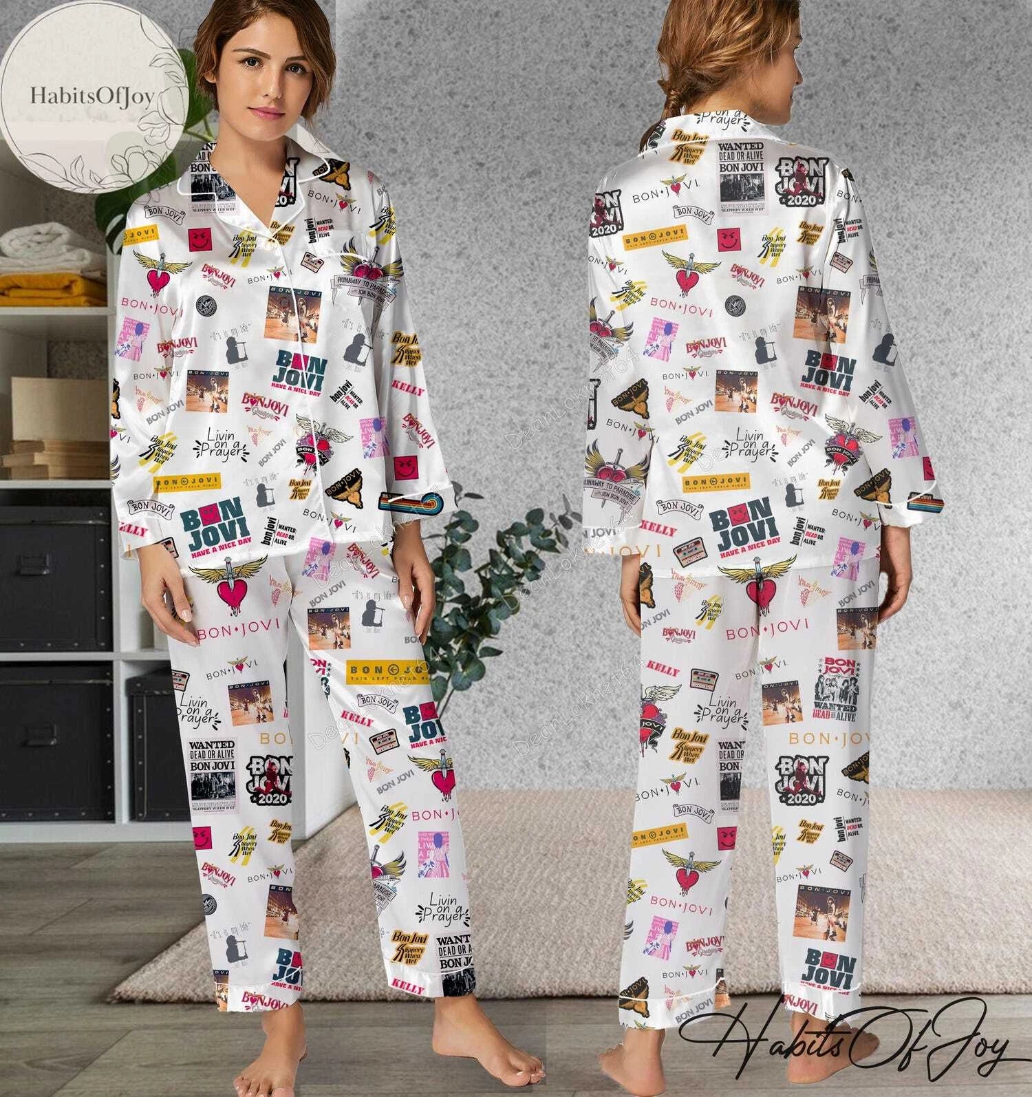 Bon Jovi Pajamas Set, Pajamas Set, Bon Jovi Holiday Pyjamas Set, Pajamas Pants,