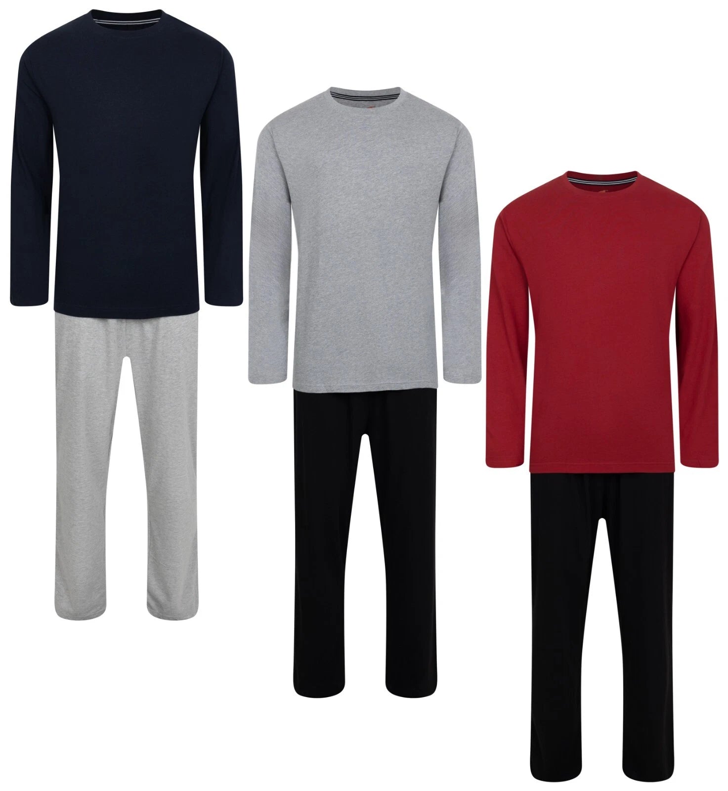 Mens Pyjamas Hanes Long Sleeve Long PJ Sets 5 Colours Sizes S - XXXXXL Brand New