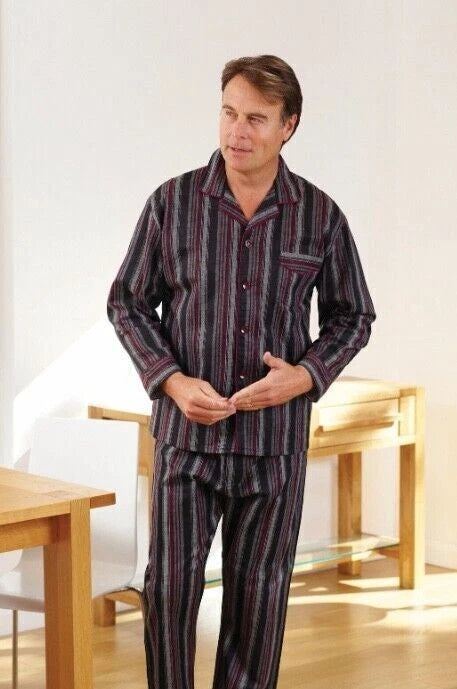 Mens WARM Brushed Cotton Pyjama Set   Winceyette champion/Kingston small-5XL