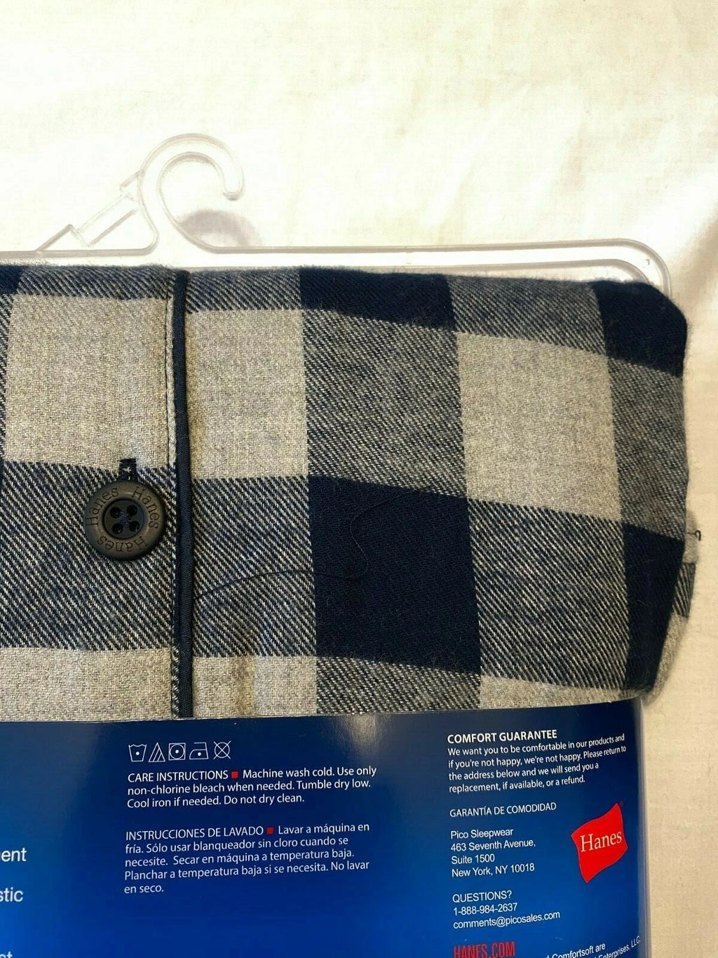 NWT Men's Hanes Flannel RED / BLACK Gray Plaid L/S Pant Set Pajamas PJs Cotton