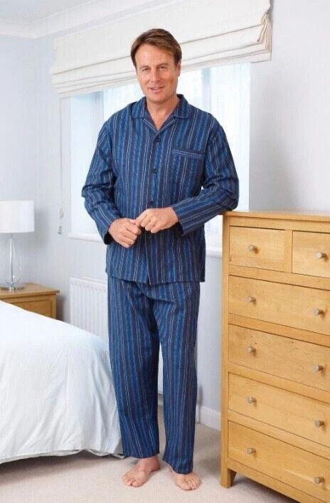 Mens WARM Brushed Cotton Pyjama Set   Winceyette champion/Kingston small-5XL