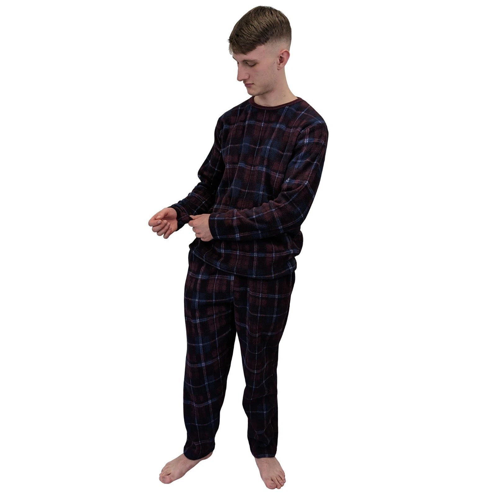 Men's Pyjama Set Fairisle Comfort Fleece Design PJS Soft Warm 2 PC S-4XL L/S PJ