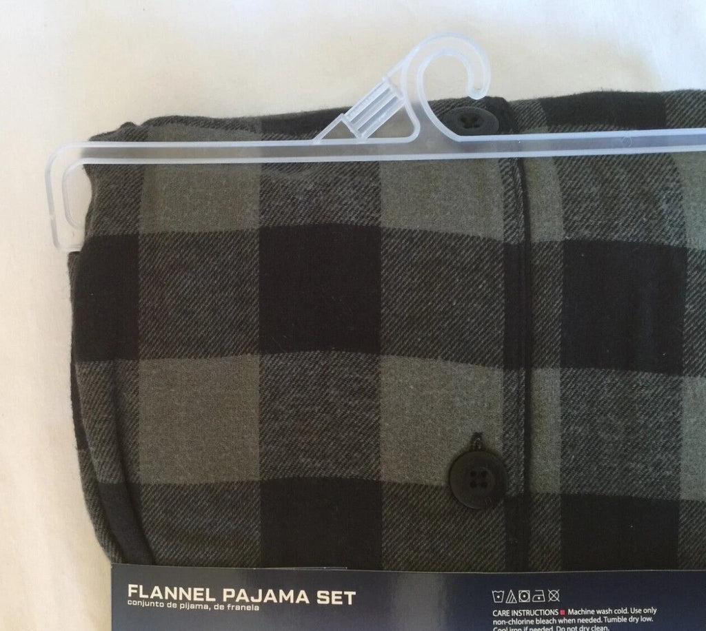 NWT Men's Hanes Flannel RED / BLACK Gray Plaid L/S Pant Set Pajamas PJs Cotton