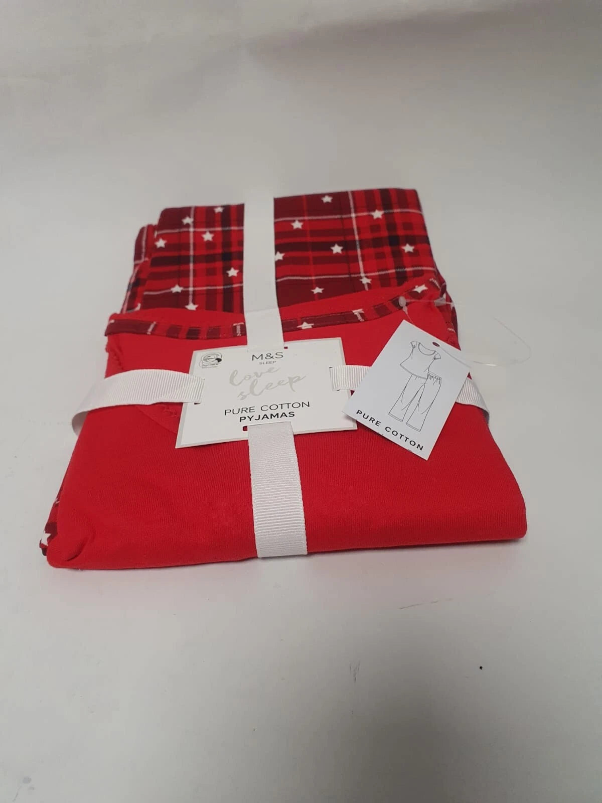 Marks & Spencer Pure Cotton Checked Pyjama Set in Ravishing Red nightwear