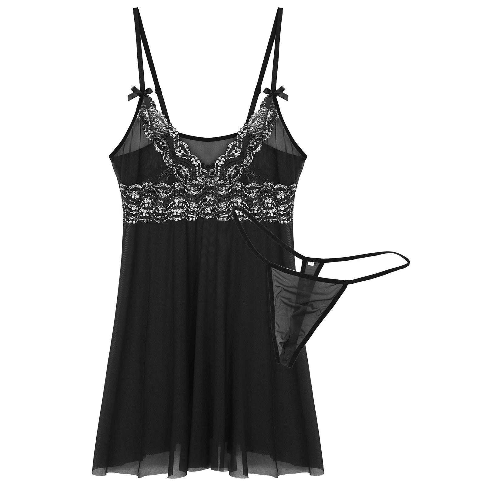 Mens Sissy Nightdress Pajamas Crossdress Nightwear Lingerie Set Sleepwear
