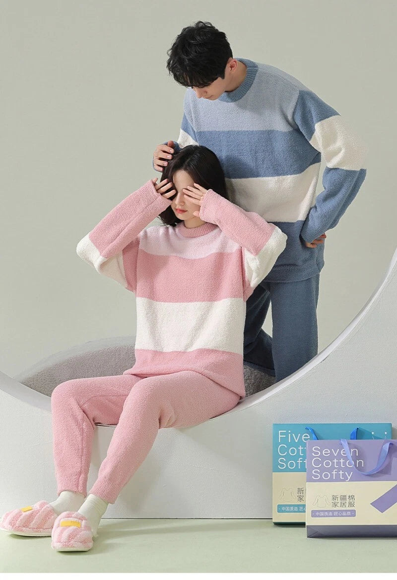 Men's Women Sleepwear Couples Sport Outdoor Warm Winter Comfortable Pajamas Set