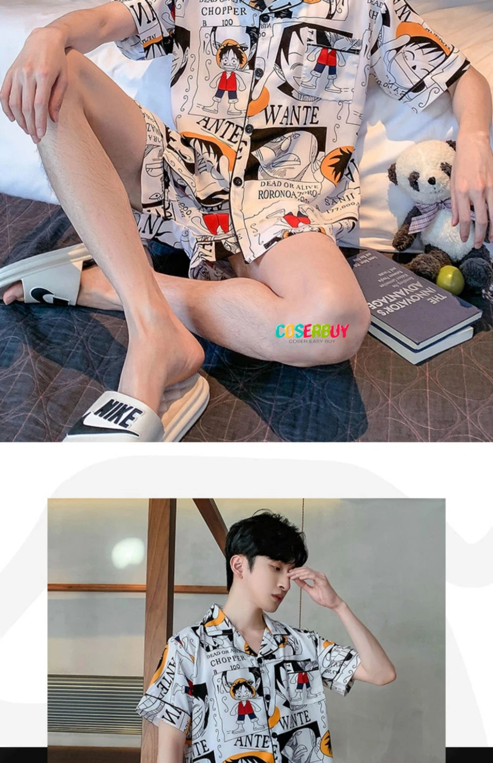 Anime One Piece Cosplay Monkey D. Luffy Pajamas Men Summer Home Clothing Shorts