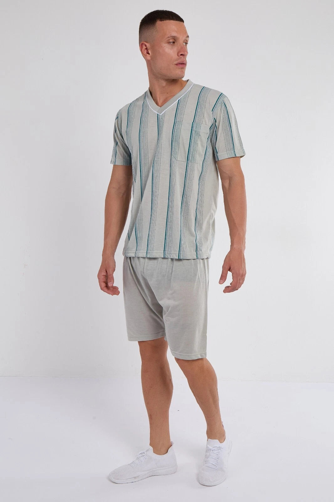 Mens SUMMER Cool Pyjamas Shorts Set Short Sleeve Nightwear Pjs Loungewear Cotton