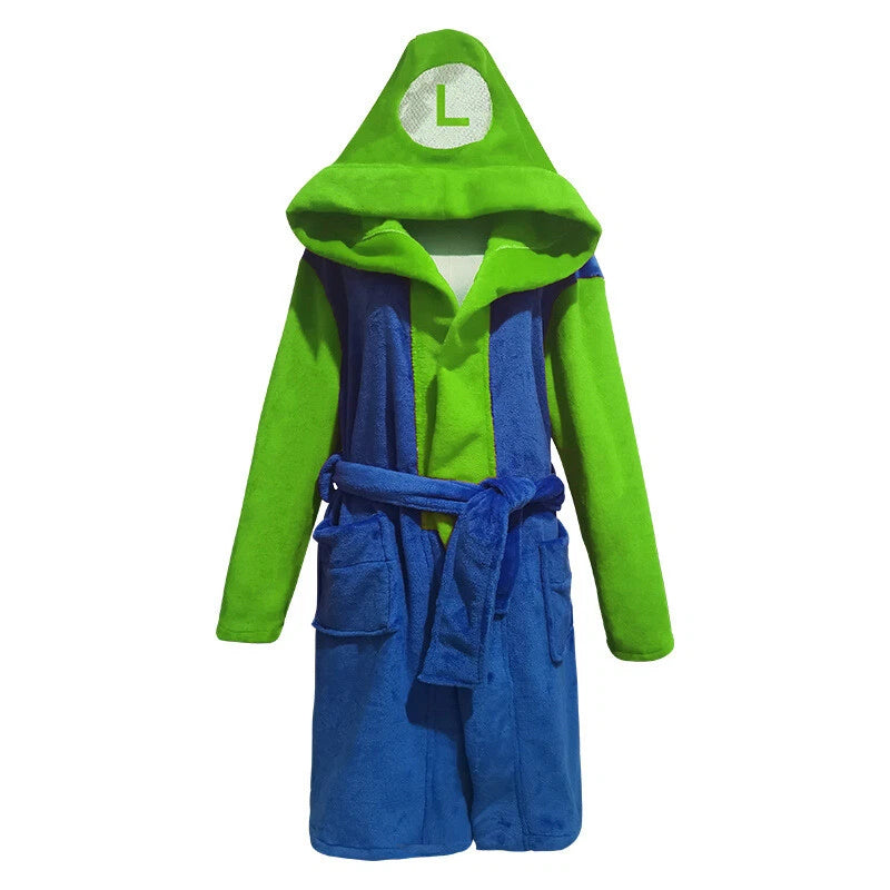 Game Super Mario Bathrobe Pajamas Cosplay Adult Kids Sleepwear Nightgown Costume