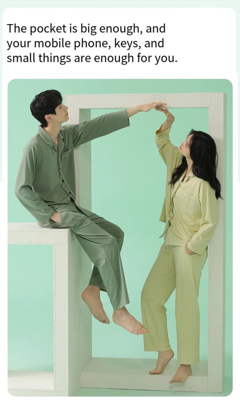 Men's Homewear Pajama Set Pure Color Soft Comfort Antibacterial Long Sleeve