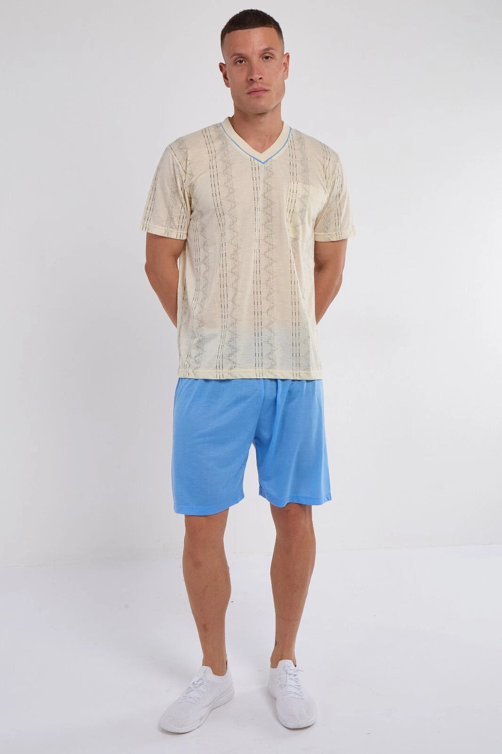 Mens SUMMER Cool Pyjamas Shorts Set Short Sleeve Nightwear Pjs Loungewear Cotton