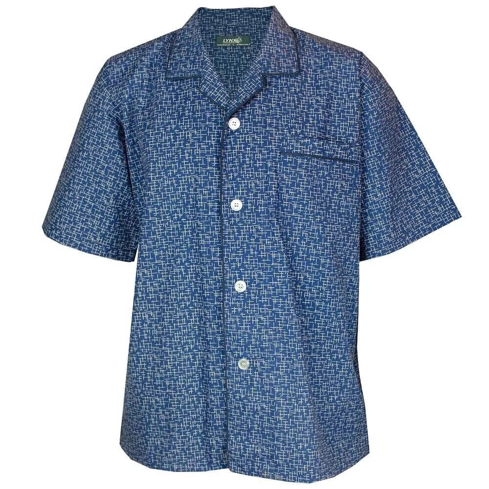 Mens Lynx Sizes S-7XL Navy Blue Sail Cotton Short Sleeve Pyjama Set Pjs