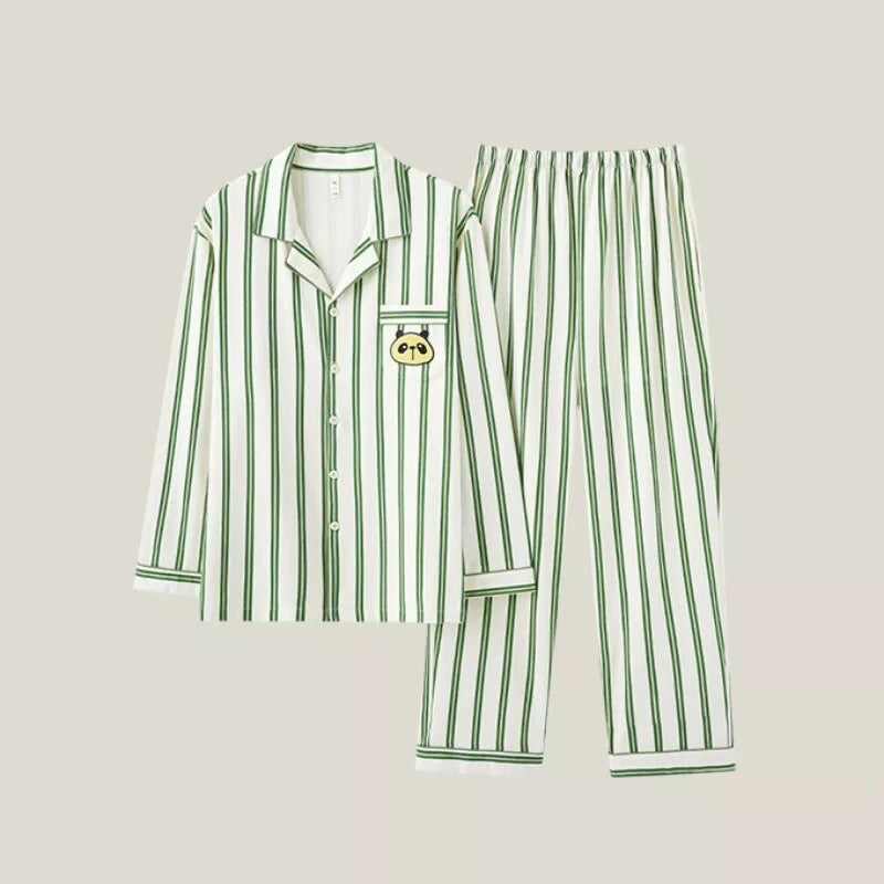 Men's Pajama Set Striped Sleepwear Antibacterial Comfortable Fashion Long Sleeve
