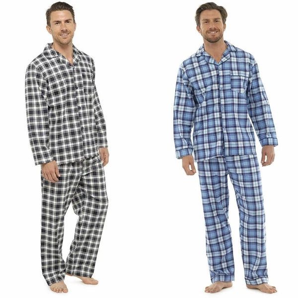 Mens BRUSHED Cotton PYJAMAS Set Winter Warm Traditional 100% Cotton FLANNEL PJs