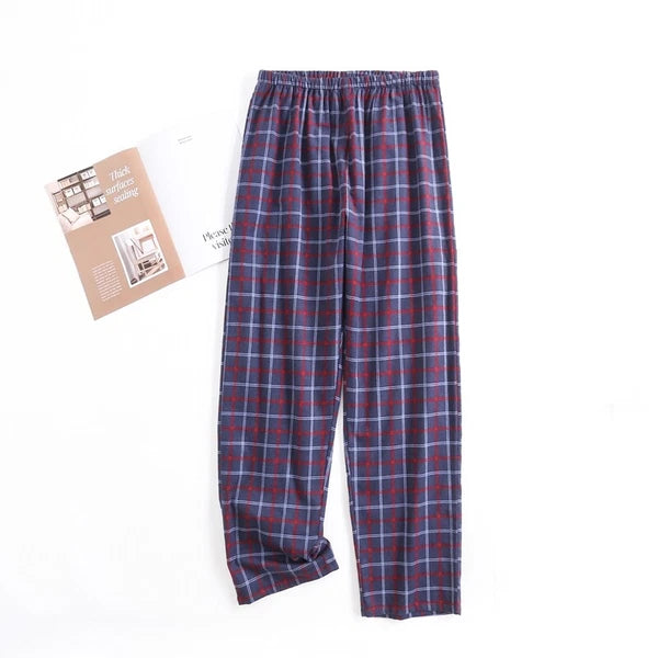 Men's Pajamas Set 100% Cotton Sleepwear Long Sleeve Button Top Pants Nightwear