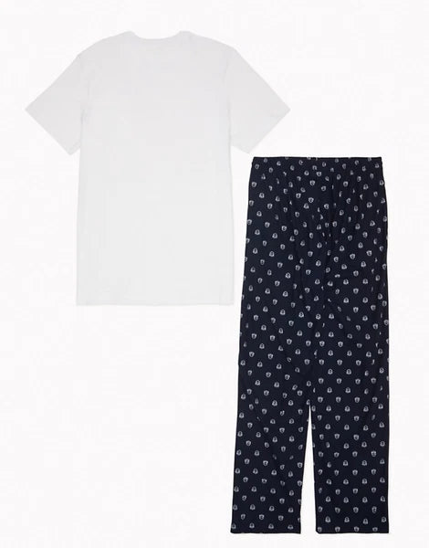 TOMMY HILFIGER POLPLIN COTTON SLEEPWEAR LOUNGE RED NAVY SET PAJAMA LARGE $65