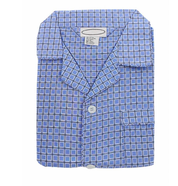 Men's Cotton Blend Button Up 2 Piece Sleepwear Pajama Set