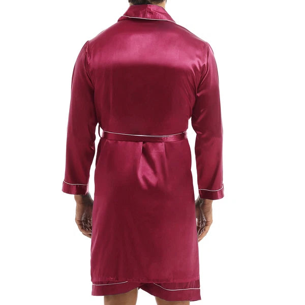 Men's Pajamas Set Soft Satin Homewear Ice Silk Bathrobes Sleepwear Nightwear