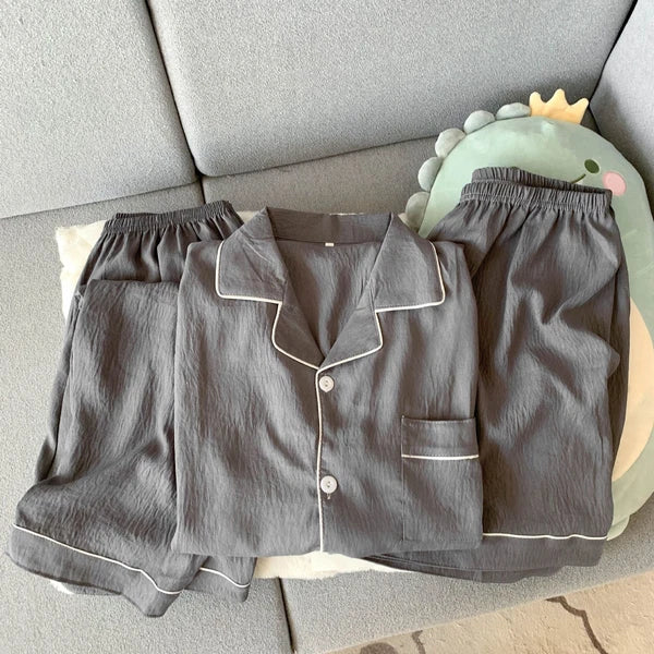 Men's Cloud Cotton Pajama Set - Short Sleeve + Long/Short Pants (L-3XL)