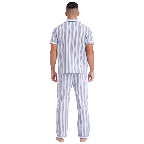 Mens Homewear 2pcs Pajama Set Sleep Sleepwear Shirt Nightgown Button Down Suits