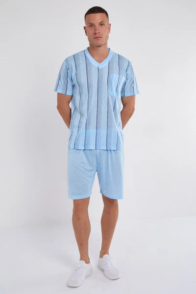 Mens SUMMER Cool Pyjamas Shorts Set Short Sleeve Nightwear Pjs Loungewear Cotton