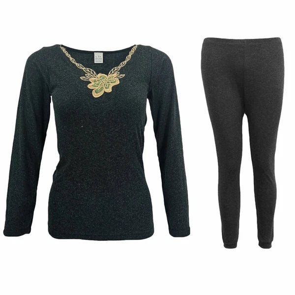 Mens Womens 2PCS SET Merino Wool Top Pants Thermal Leggings Long Johns Underwear