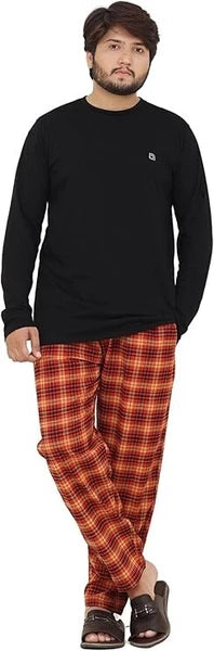 Mens Checked Pyjama Set Lounge Top Pants PJs Pajamas Nightwear UK S-3XL