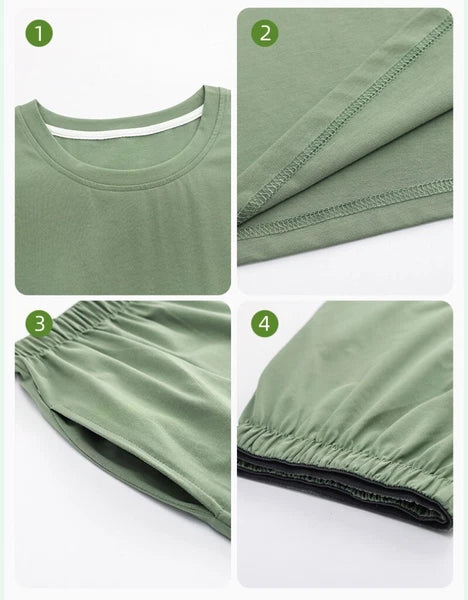 Men's Pajamas Soft Cooling Pure Color Short Sleeve Comfortable Summer Home Wear